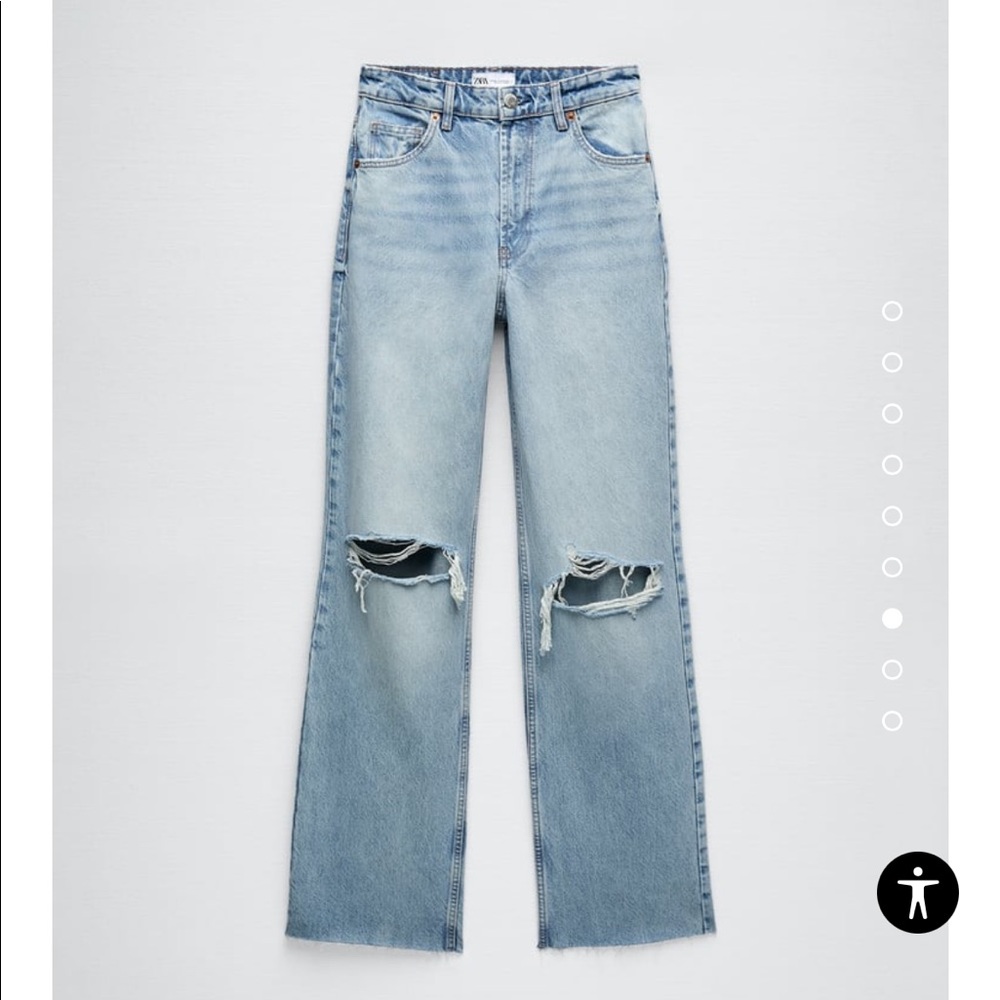 Zara Ripped Wide Leg Jeans